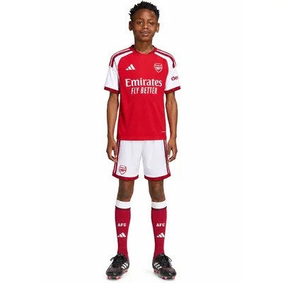 Arsenal kindertenue thuis 2026/2027 rood met witte mouwen